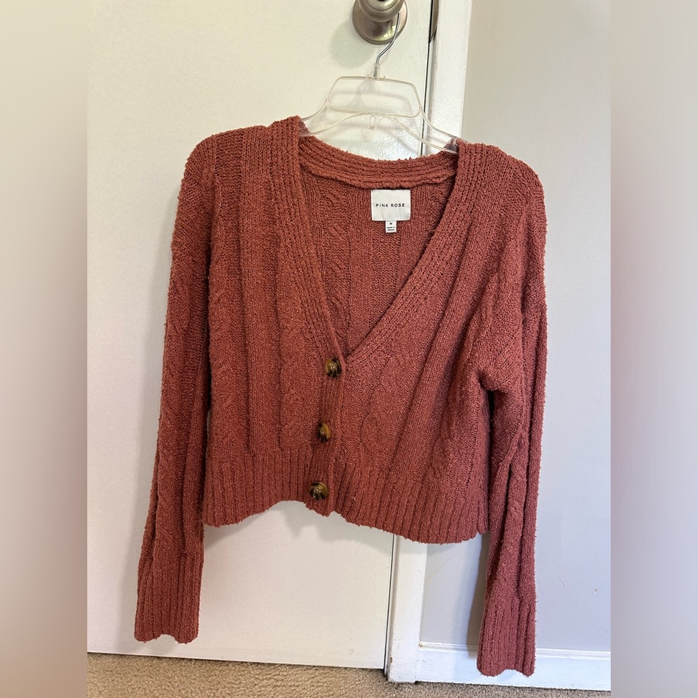 Pink Rose Button Down Cardigan